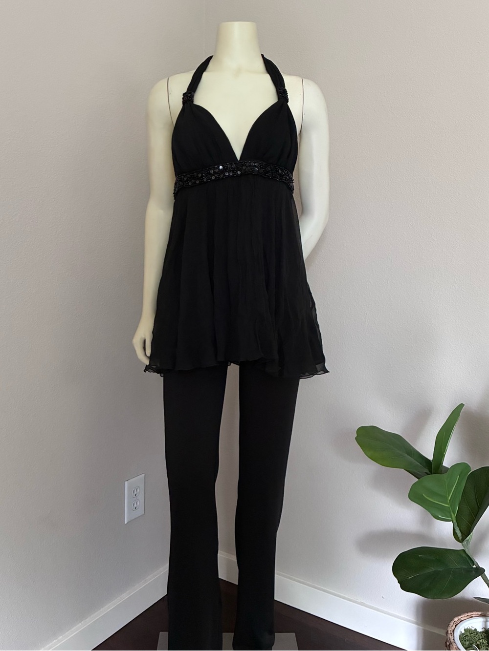 Vintage Express Silk Beaded Halter Top